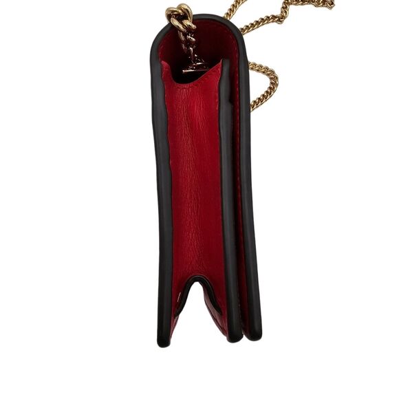 Gucci GG Beige Brown Monogram Supreme Red Apple Print Gold Chain Wallet Purse - Picture 12 of 12